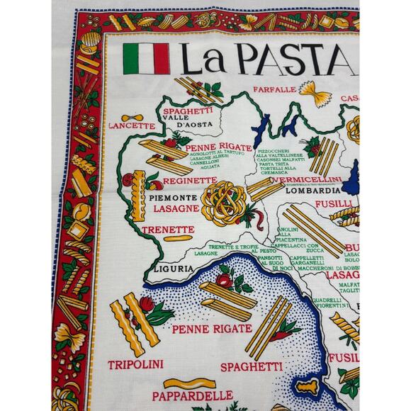 Italy La Pasta Tea Towl Wall Art Tapestry Decorative with Pasta Regions‎ 23x34 - Picture 3 of 9